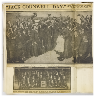 Page from WW1 Scrapbook Collection, Jack Cornwell