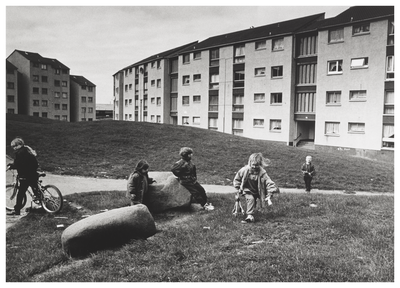 Children playing in front of housing, Wester Hailes