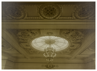 Chandelier in plasterwork ceiling, Usher Hall