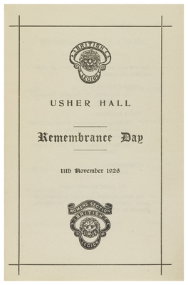 Title page from Usher Hall Remembrance Day Programme