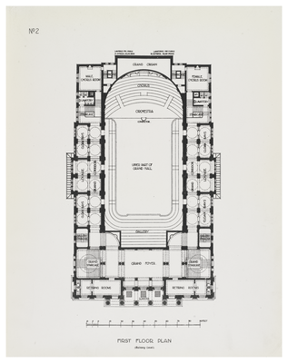Plan for Edinburgh City Hall - balcony, lower gallery