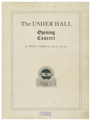 Title page, The Usher Hall's Opening Concert programme