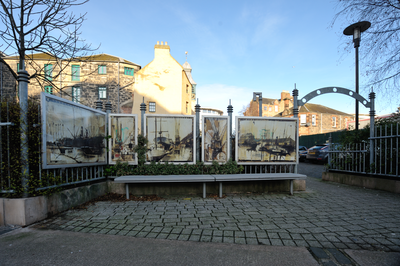 Historic pictures on the Water of Leith Walkway
