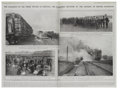The collision of the three trains at Gretna.