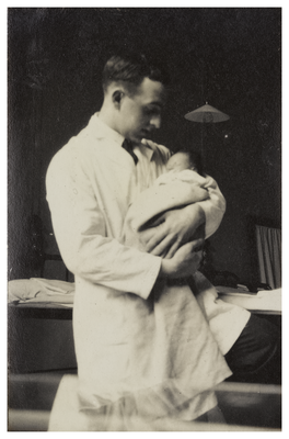 Doctor with baby at Edinburgh Royal Maternity Hospital