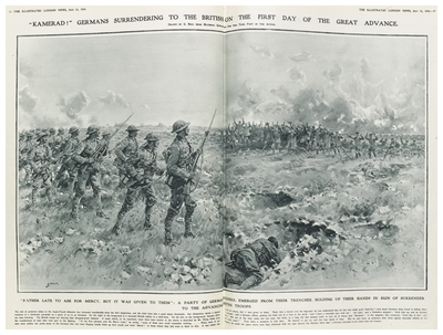 Germans surrendering to British at the Somme