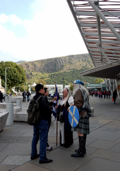 Yes campaign supporters outside the Scottish Parliament