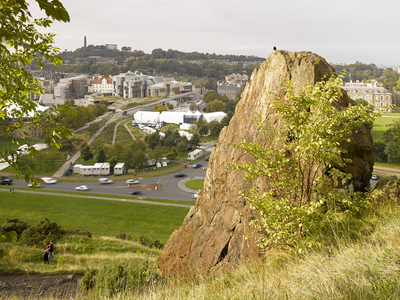 The Scottish Parliament from Salisbury Crags