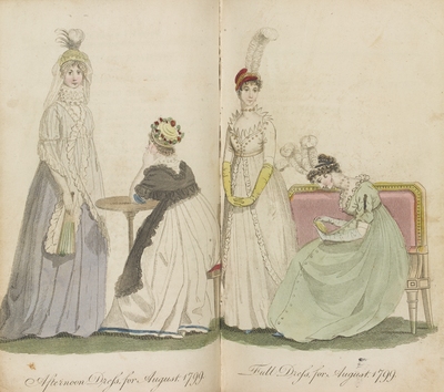 Afternoon dress and Full Dress for August 1799
