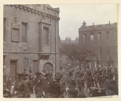 Colonial troops marching in the Canongate in Edinburgh