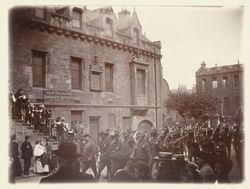 Colonial troops marching in the Canongate in Edinburgh
