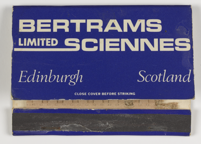 Book of matches advertising Bertrams Limited Sciennes
