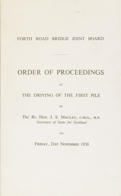 Cover for Proceedings for the Driving of the First Pile