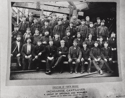 Officials and workmen from the Forth Rail Bridge