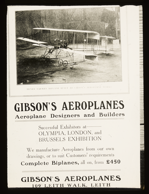Gibson's Aeroplanes advertisement