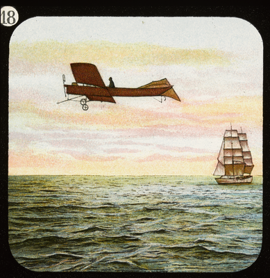 Biplane and sailing ship