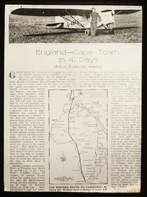 Jim Mollison England to Capetown record 1932