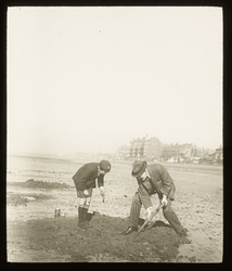 Digging for bait on Portobello Beach