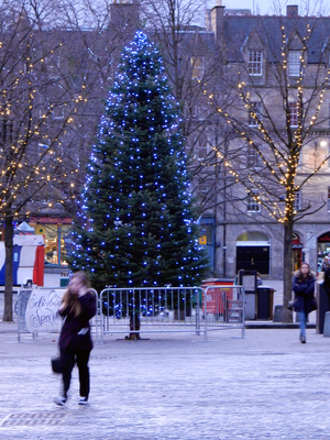 Christmas tree and lights, Grassmarket