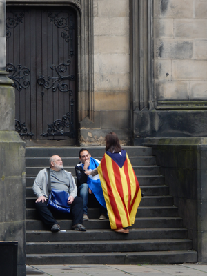 Catalonian supporters of the Yes campaign, High Street
