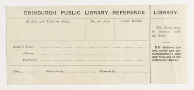 Reference Library, consultation slip
