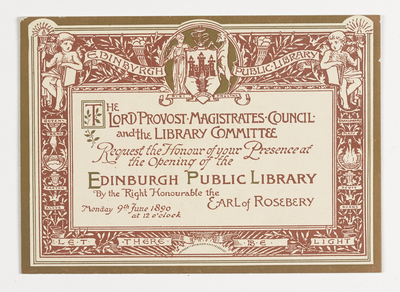 Invitation to the opening of Edinburgh Public Library