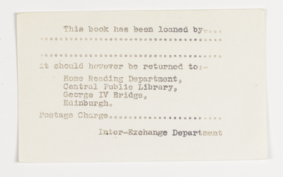Inter-exchange return request, Edinburgh Libraries