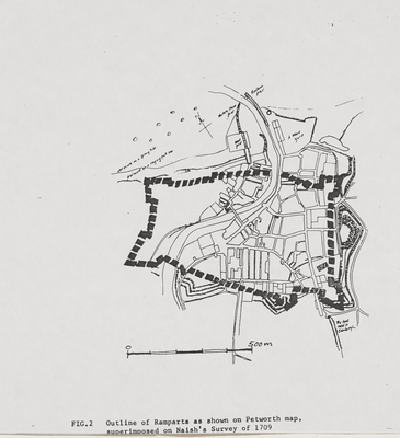 Outline of ramparts as shown on Petworth map