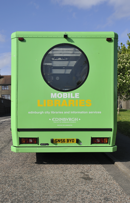 Rear of Edinburgh Libraries' mobile library van