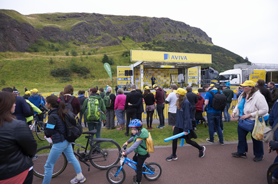 Crowds at the 'sign on' stage at Tour of Britain start
