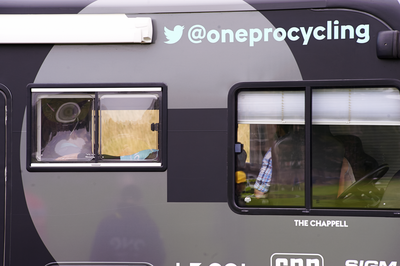 Windows on the One Pro Cycling Team bus