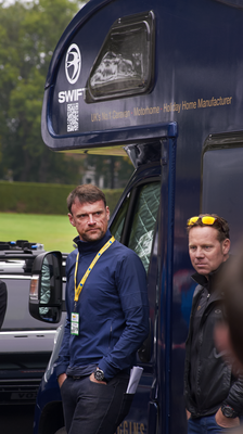 Ex-pro rider, Rob Hayes outside the Team Wiggins bus