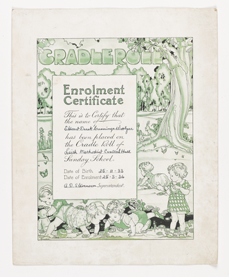 Cradle roll enrolment certificate