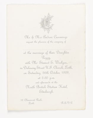 Cummings family wedding invitation