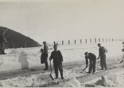 Rail workers digging out the Waverley Line 