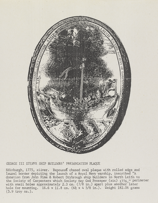 George III silver ship builders' presentation plaque