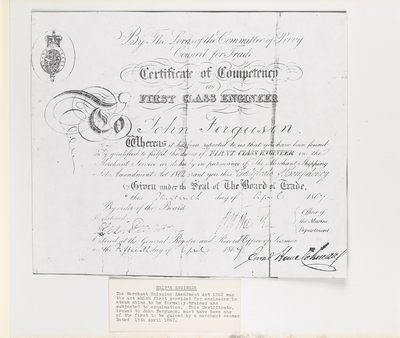 Ship's Engineer - Certificate of Competency