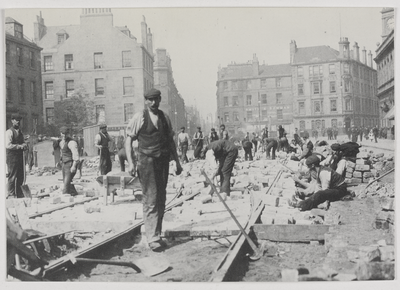 Laying of tram lines, Leith Walk