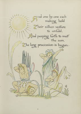 Page three of 'Flora's Feast', group of figures waking