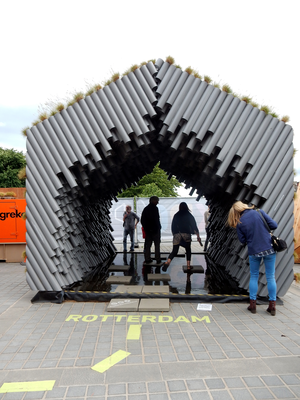 People enjoying the Rotterdam Pavilion