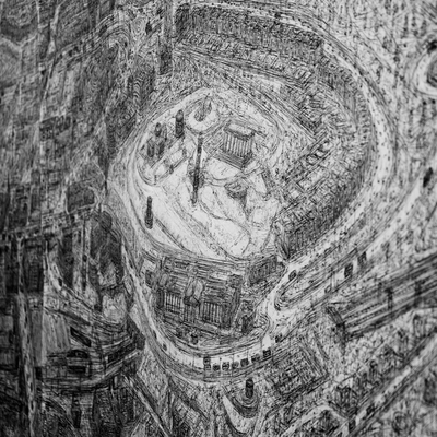 Detail from large-scale Edinburgh cityscape sketch
