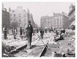 Laying tram lines, Leith Walk
