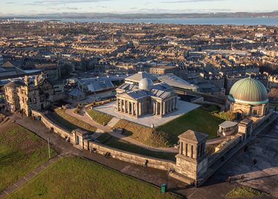 Collective Gallery on Calton Hill, from the air