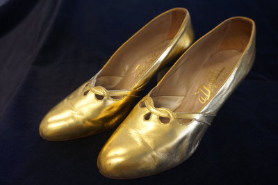 Gold leather heeled shoes, c1930s