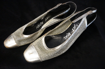 Silver sling-back women's shoes, early 1960s