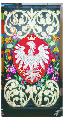 Banner, Polish eagle on dark brown background
