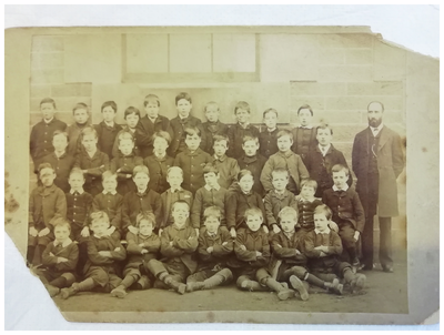sepia photograph 1885 class Dr Bell's School, Leith