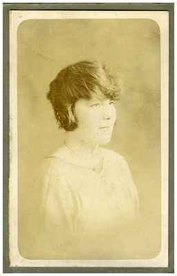 Sepia portrait photograph of a young woman