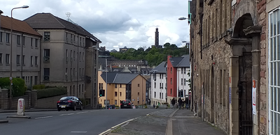 View looking north along The Pleasance to Calton Hill