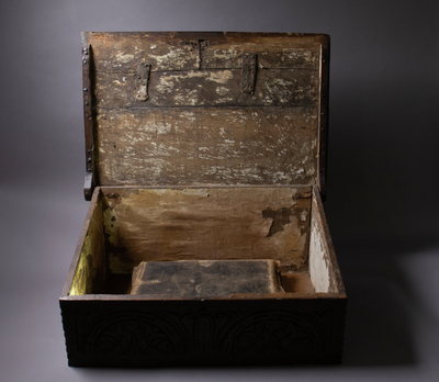 Interior of bible box owned by the Stevenson family